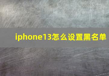 iphone13怎么设置黑名单