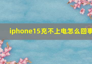 iphone15充不上电怎么回事