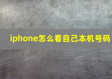 iphone怎么看自己本机号码