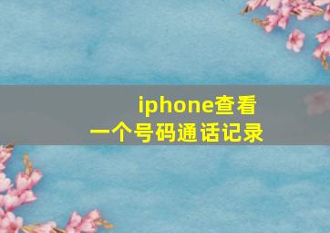 iphone查看一个号码通话记录