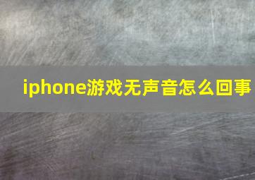 iphone游戏无声音怎么回事