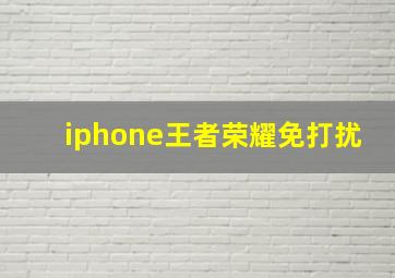 iphone王者荣耀免打扰