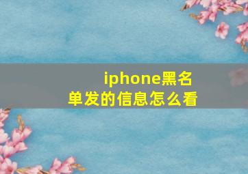 iphone黑名单发的信息怎么看