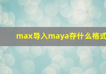 max导入maya存什么格式