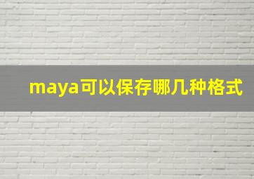 maya可以保存哪几种格式