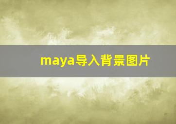 maya导入背景图片