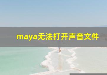 maya无法打开声音文件