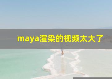 maya渲染的视频太大了