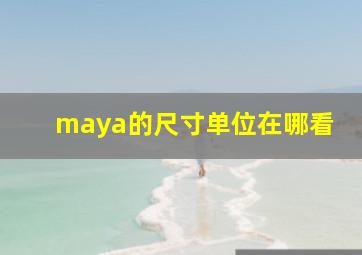 maya的尺寸单位在哪看