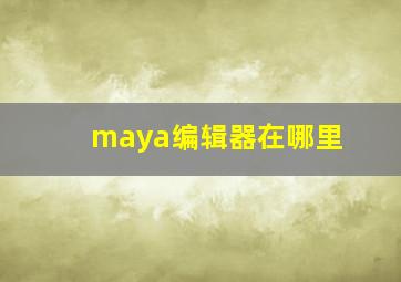 maya编辑器在哪里