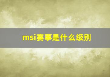 msi赛事是什么级别