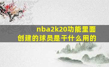 nba2k20功能里面创建的球员是干什么用的