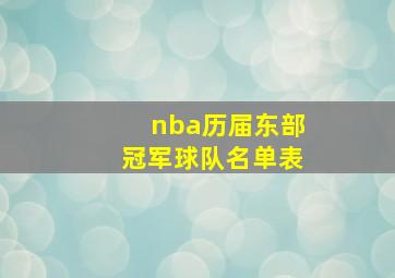 nba历届东部冠军球队名单表