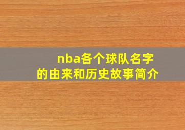 nba各个球队名字的由来和历史故事简介