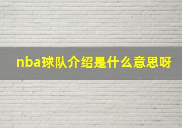 nba球队介绍是什么意思呀