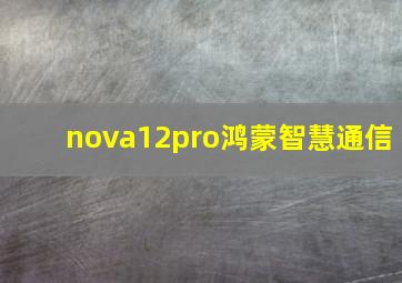 nova12pro鸿蒙智慧通信