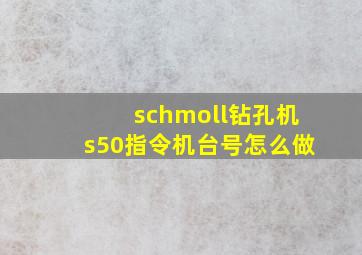 schmoll钻孔机s50指令机台号怎么做