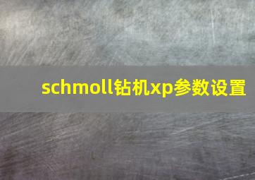 schmoll钻机xp参数设置