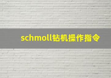 schmoll钻机操作指令