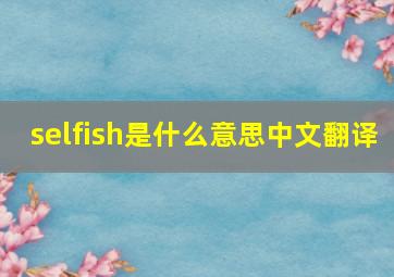 selfish是什么意思中文翻译