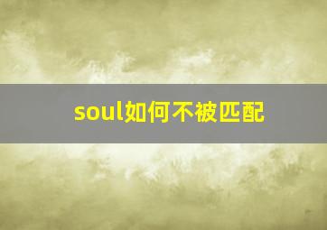 soul如何不被匹配