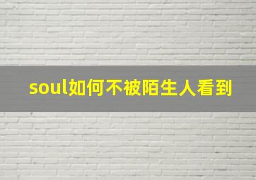 soul如何不被陌生人看到