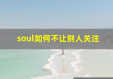 soul如何不让别人关注