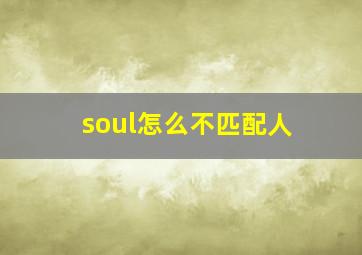 soul怎么不匹配人