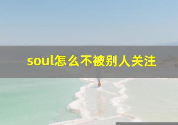 soul怎么不被别人关注