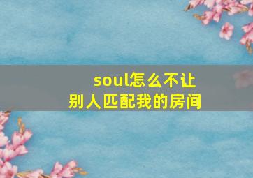 soul怎么不让别人匹配我的房间