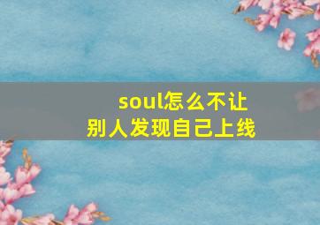 soul怎么不让别人发现自己上线