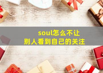 soul怎么不让别人看到自己的关注