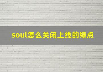 soul怎么关闭上线的绿点