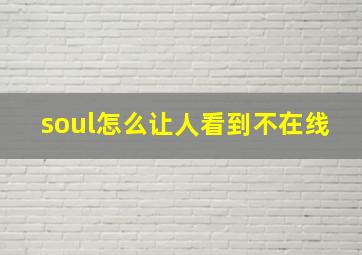 soul怎么让人看到不在线