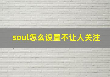 soul怎么设置不让人关注