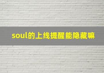 soul的上线提醒能隐藏嘛