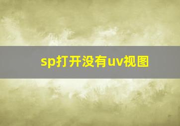 sp打开没有uv视图