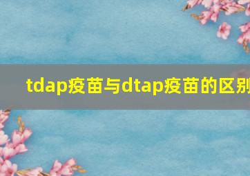 tdap疫苗与dtap疫苗的区别