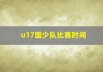 u17国少队比赛时间