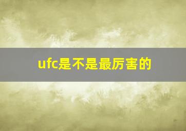 ufc是不是最厉害的