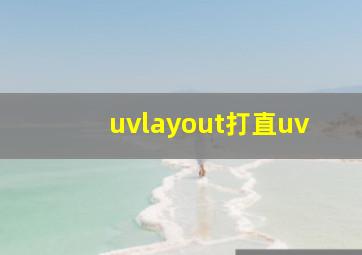 uvlayout打直uv