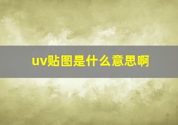 uv贴图是什么意思啊