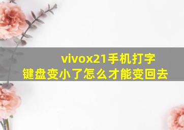 vivox21手机打字键盘变小了怎么才能变回去