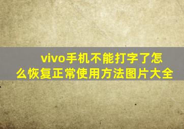 vivo手机不能打字了怎么恢复正常使用方法图片大全