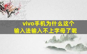 vivo手机为什么这个输入法输入不上字母了呢