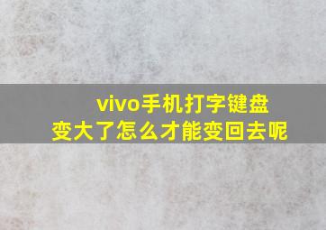 vivo手机打字键盘变大了怎么才能变回去呢