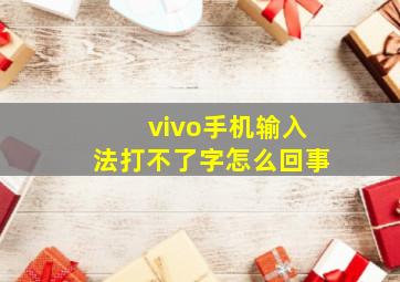 vivo手机输入法打不了字怎么回事