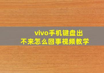 vivo手机键盘出不来怎么回事视频教学