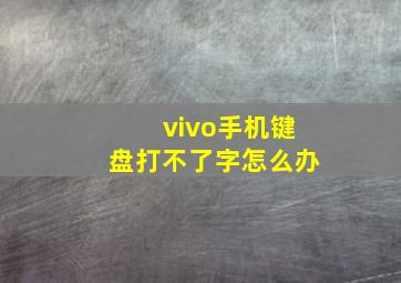 vivo手机键盘打不了字怎么办