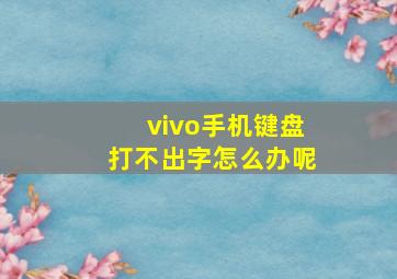 vivo手机键盘打不出字怎么办呢